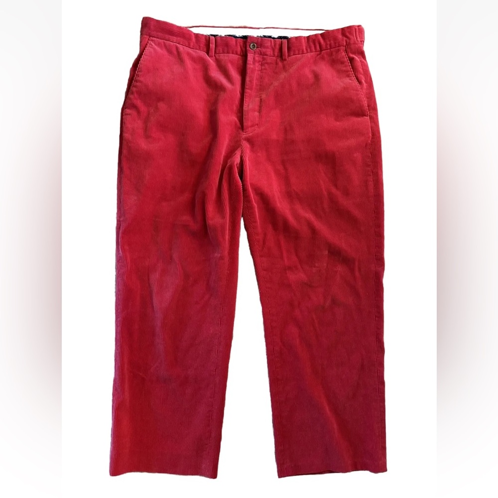 Vintage Polo Ralph Lauren Mens Corduroy Pants Size 38/32 Red Flat Front Holiday